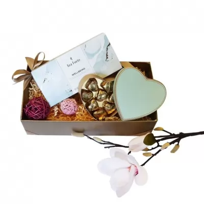 Pachet cadou ceai Tea Forte si ciocolata Valentino Sweet Blue Heart Gift