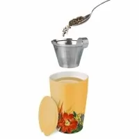 Cana pentru ceai din ceramica cu pereti dubli si infuzor din inox Kati Paradis